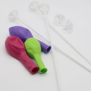 Varillas y soportes para globos color blanco